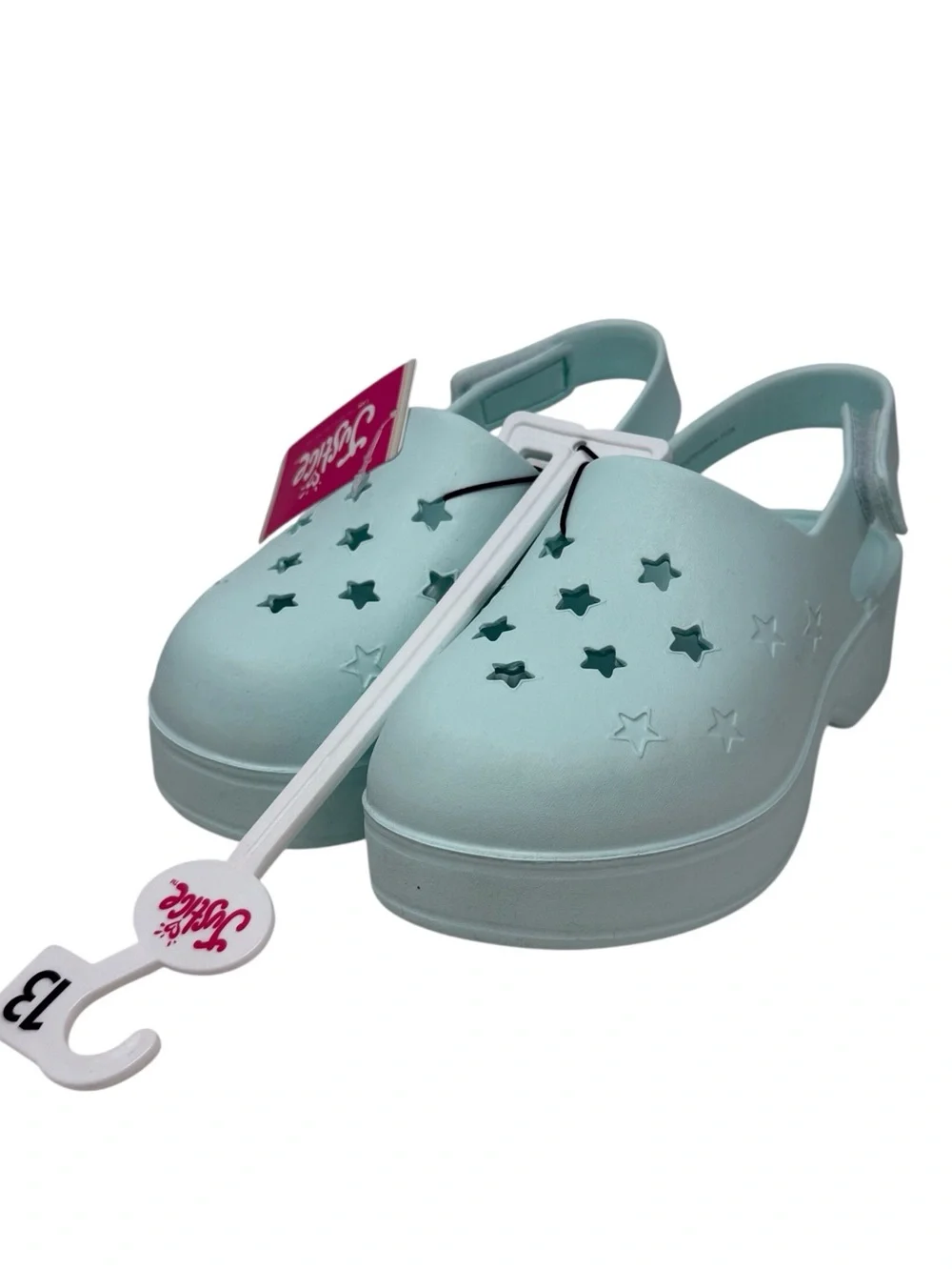 Justice Mint Green Star Clog Sandals girls size US 13 /EU 35 NWT